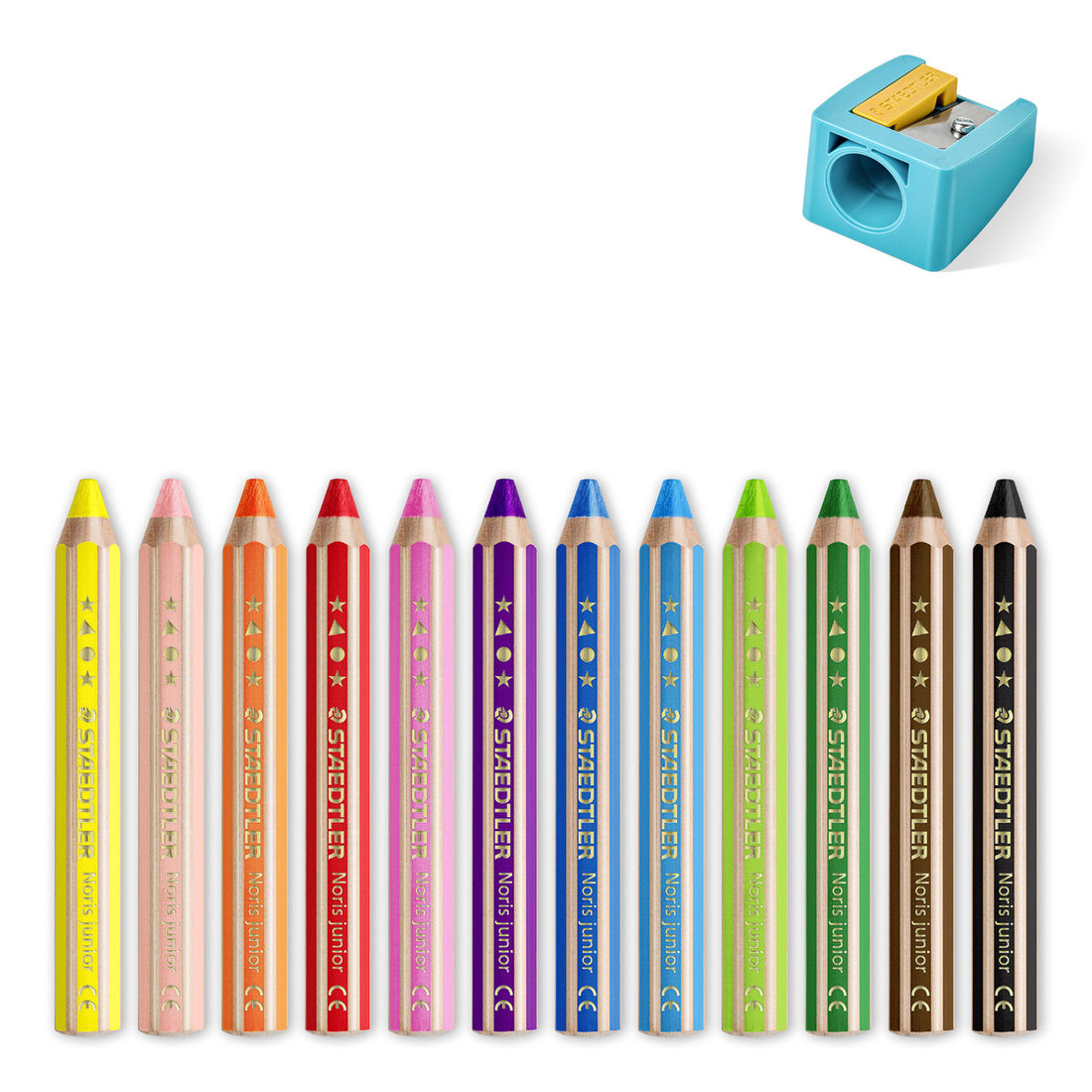 Staedtler Noris Chunky 3 in 1 kleurpotloden 12 stks +slijper Staedtler Noris Chunky 3 in 1 kleurpotloden 12 stks +slijper