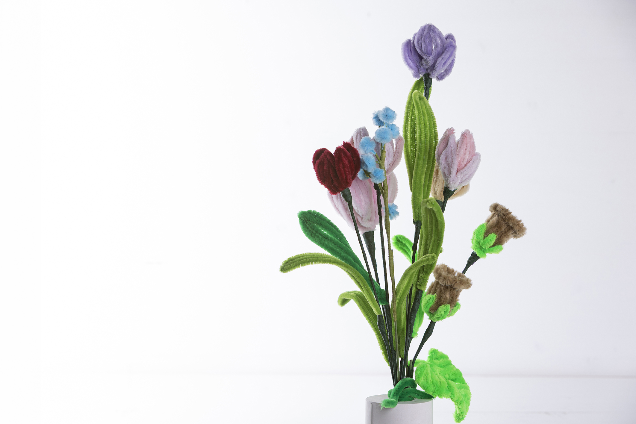 Chenilleboeketje voor moederdag