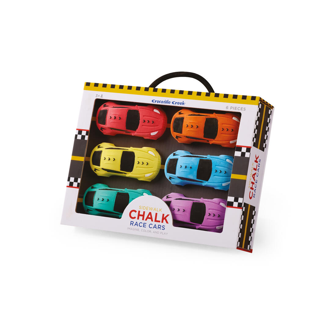 Stoepkrijt - 6 kleurrijke racewagens