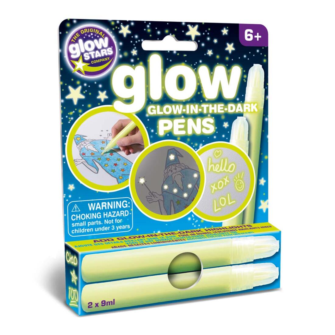 Glow-in-the-dark pen 2 stuks oplichtend geel
