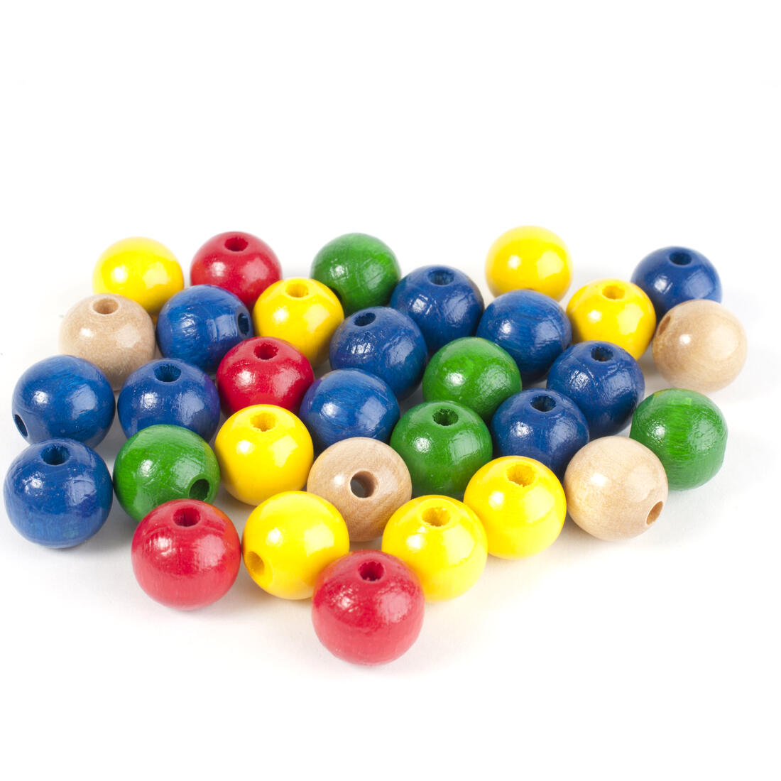 Houten parels 12 mm 32 stuks assortiment