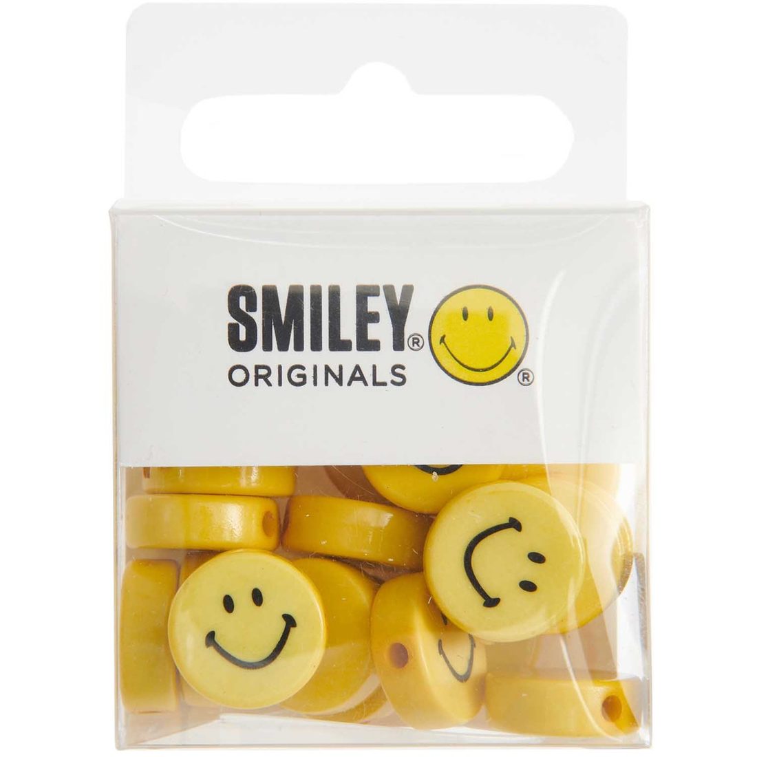 Smiley kralen plat 13 x 5 mm 20 stuks geel