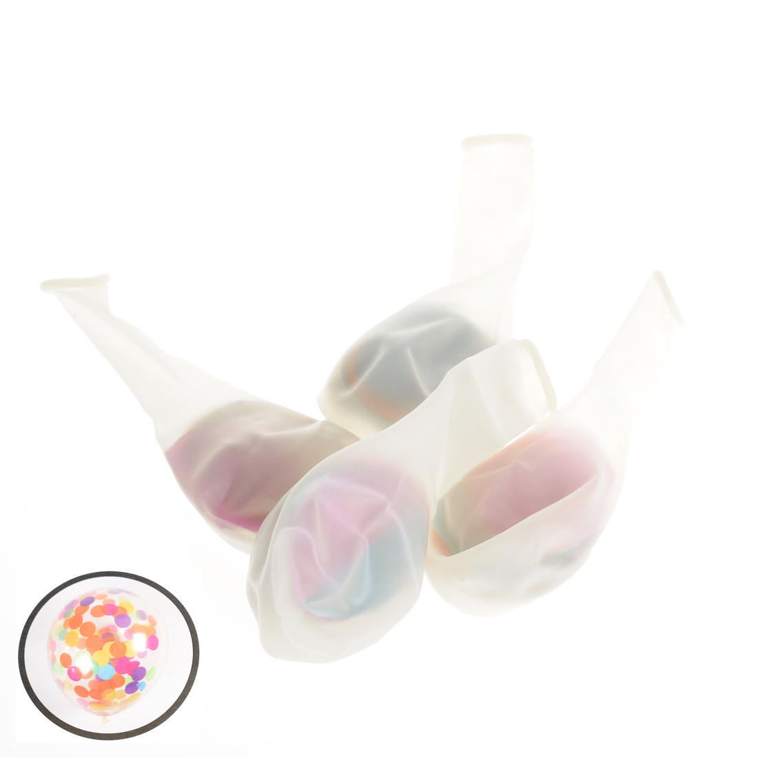 Ballonnen met confetti 23 cm 4 stuks transparant