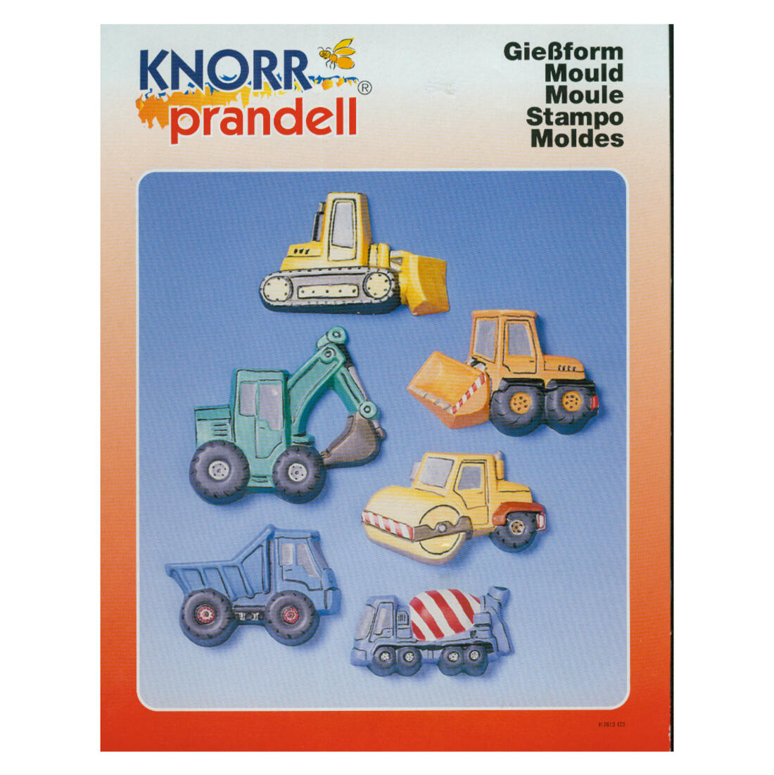 Gietvorm 6 bulldozers en vrachtwagens 7,5 x 5 cm
