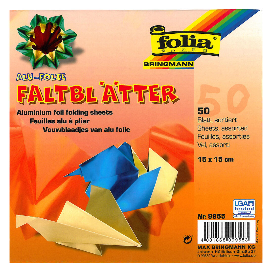 Origamiblaadjes 15 x 15 cm 50 stuks Metallic