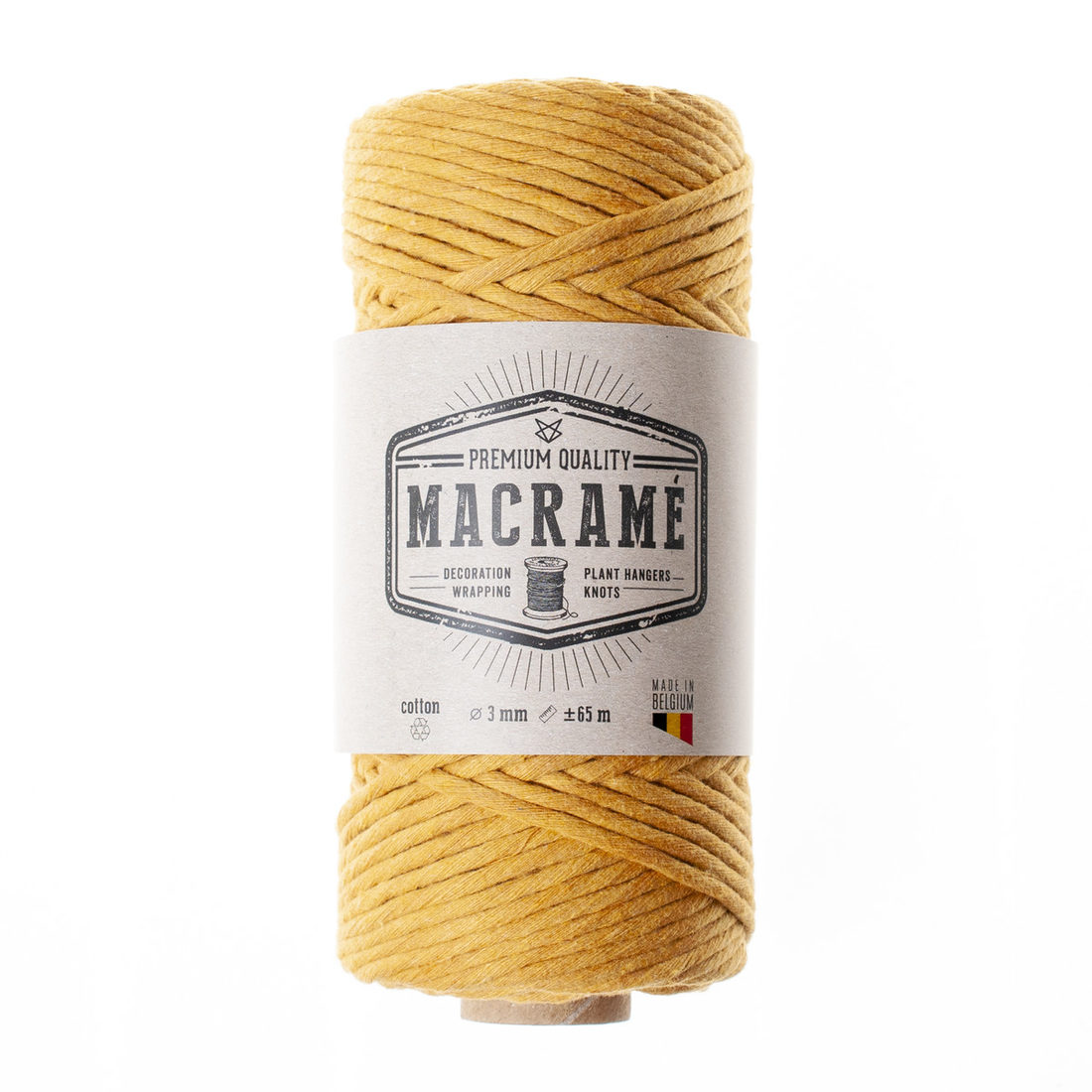 Macramé koord ongetwijnd katoen 3 mm 60 m