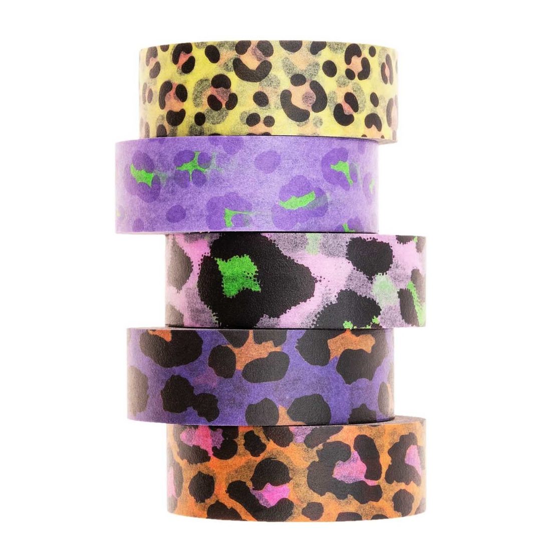 Washi tape set 1,5 cm x 10 m 5 stuks Acid Leo Washi tape set 1,5 cm x 10 m 5 stuks Acid Leo