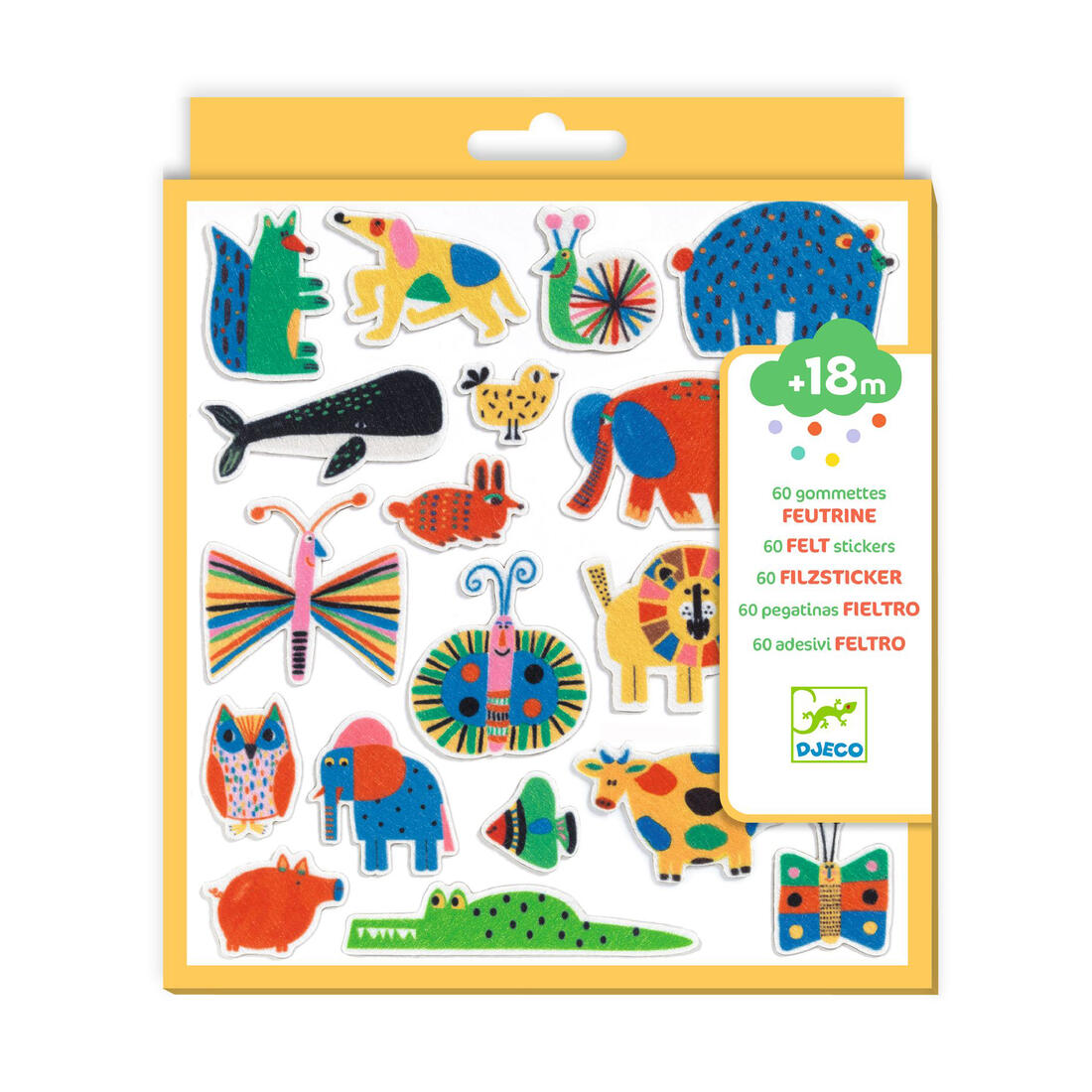 Djeco vilten stickers dieren overal 60 stuks +18m