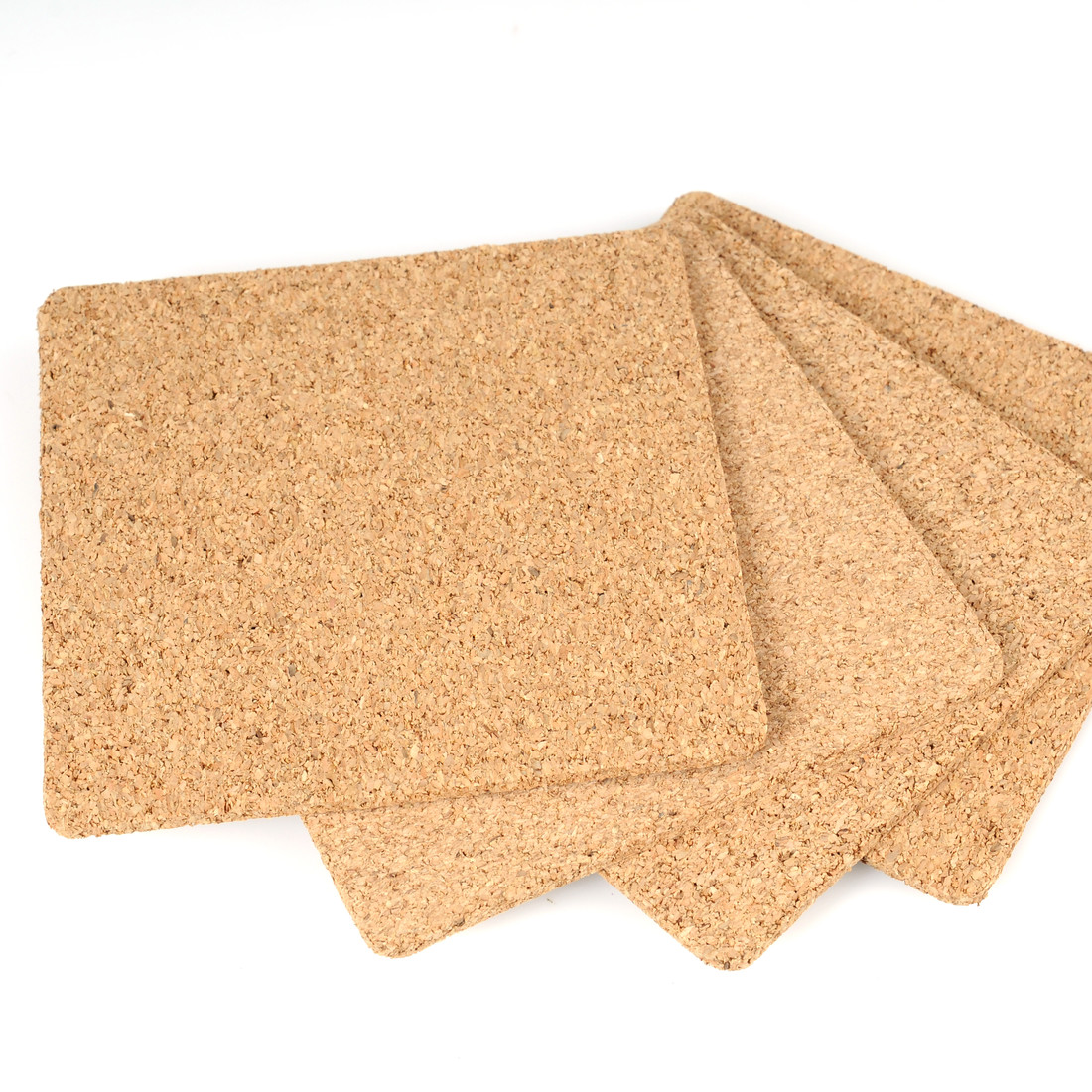 Onderzetters kurk vierkant 10 cm 4 stuks Onderzetters kurk vierkant 10 cm 4 stuks