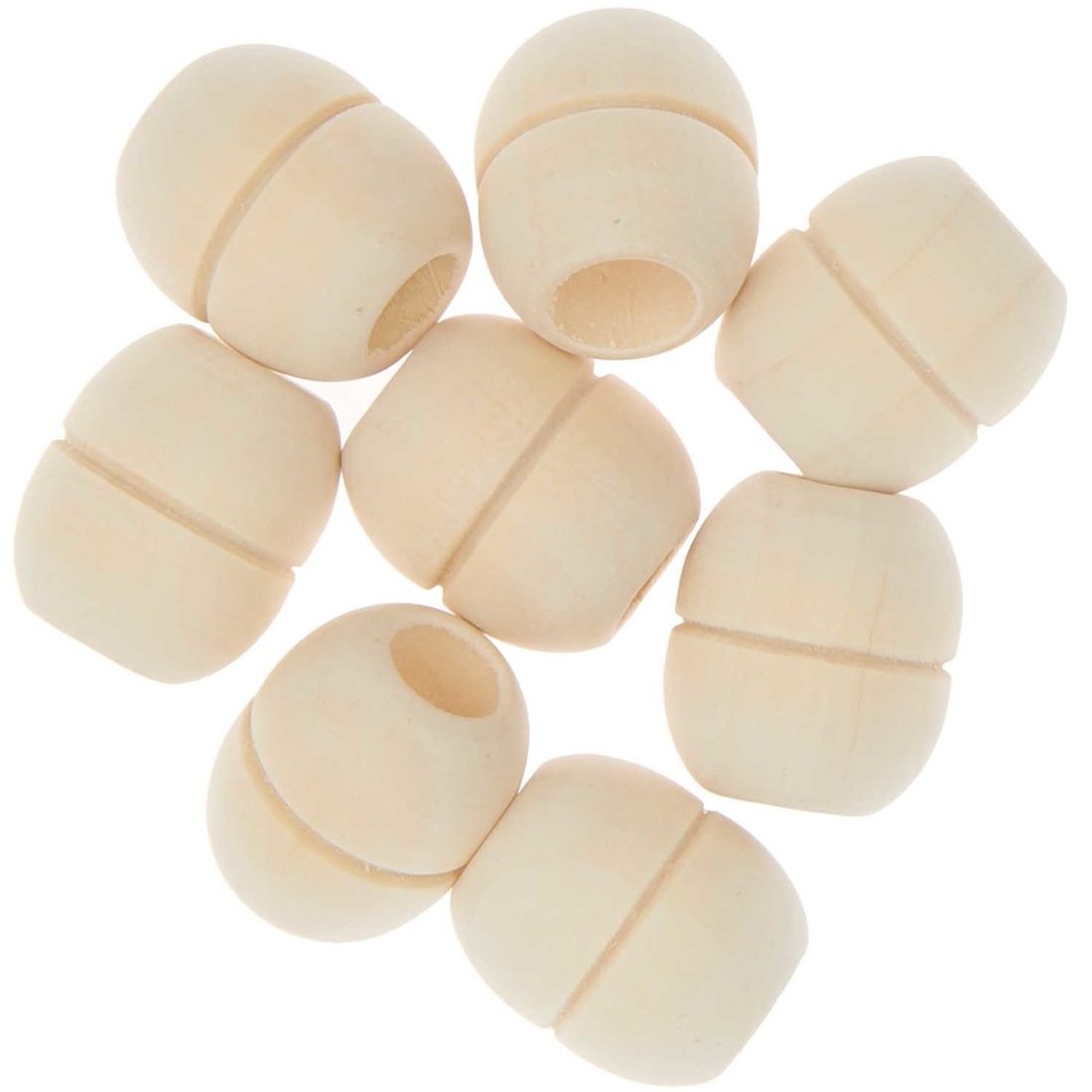 Macramé kralen hout groef 22 mm 8 stuks natuur