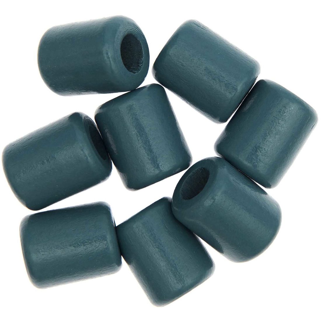 Macramé kralen hout cylinder 24 mm 8 stuks petrol