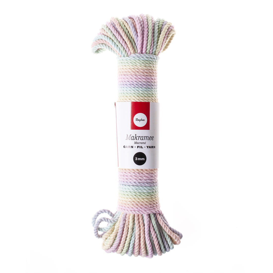 Macramé koord 3 mm 30 m regenboog 