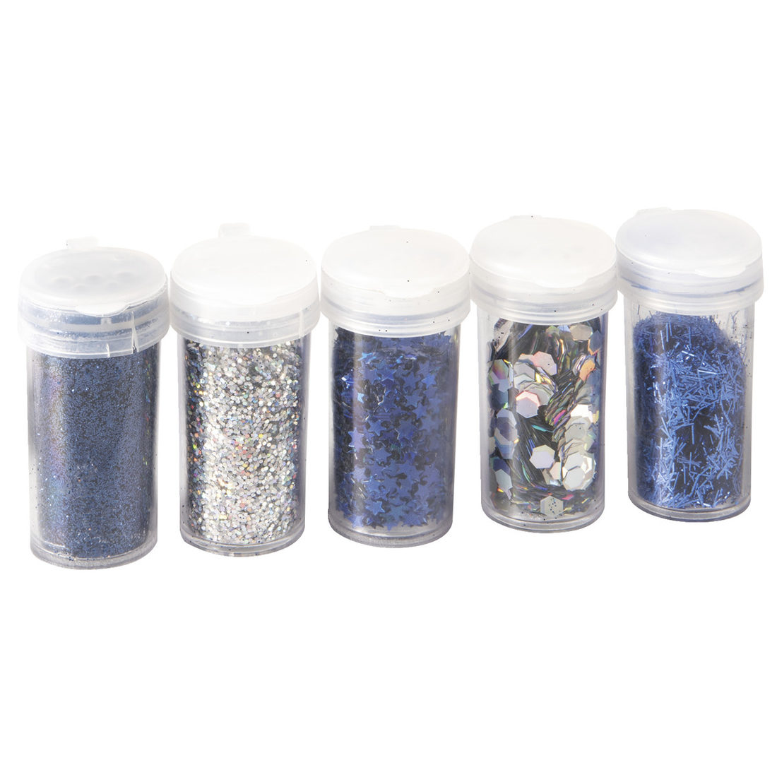 Glitter mix 5 x 4g blauw