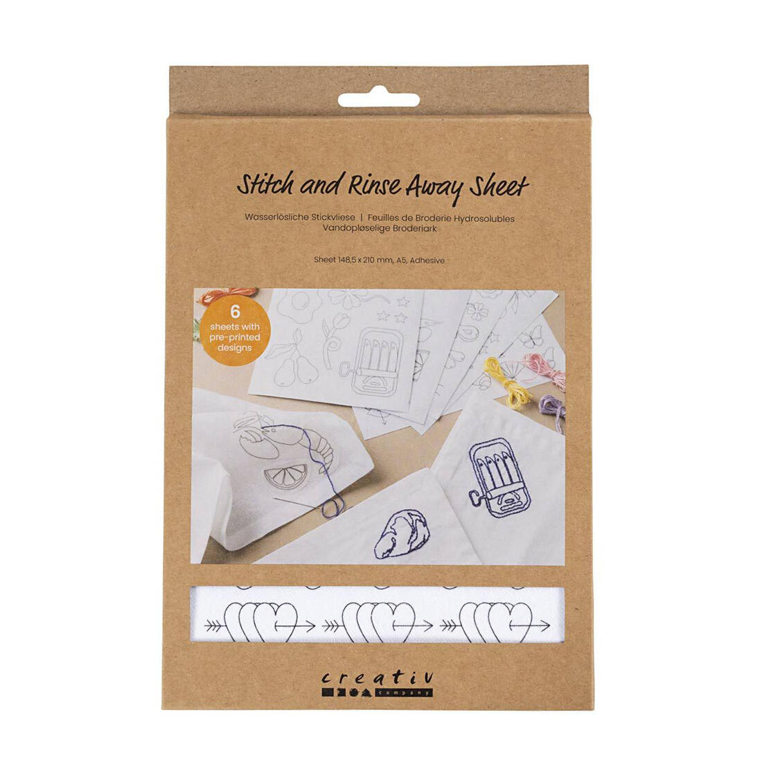 Borduurvellen wateroplosbaar 6 vellen A5 bedrukt