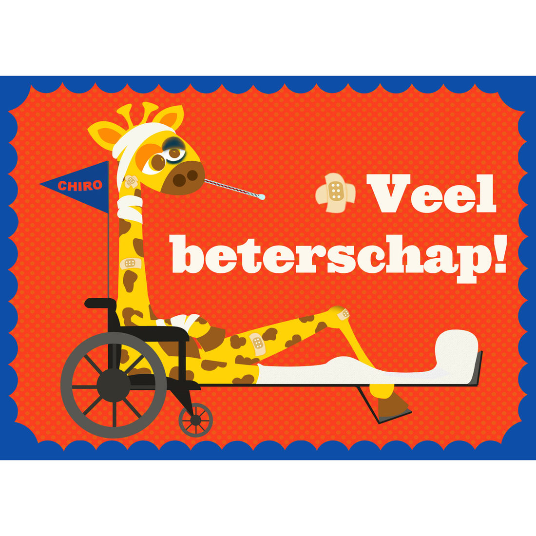 Wenskaart giraf Veel beterschap!