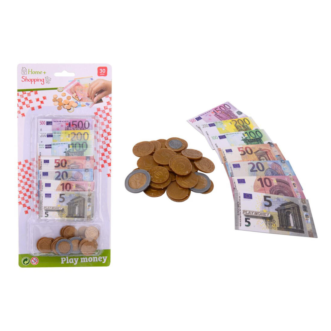 Euro speelgeld biljetten en munten