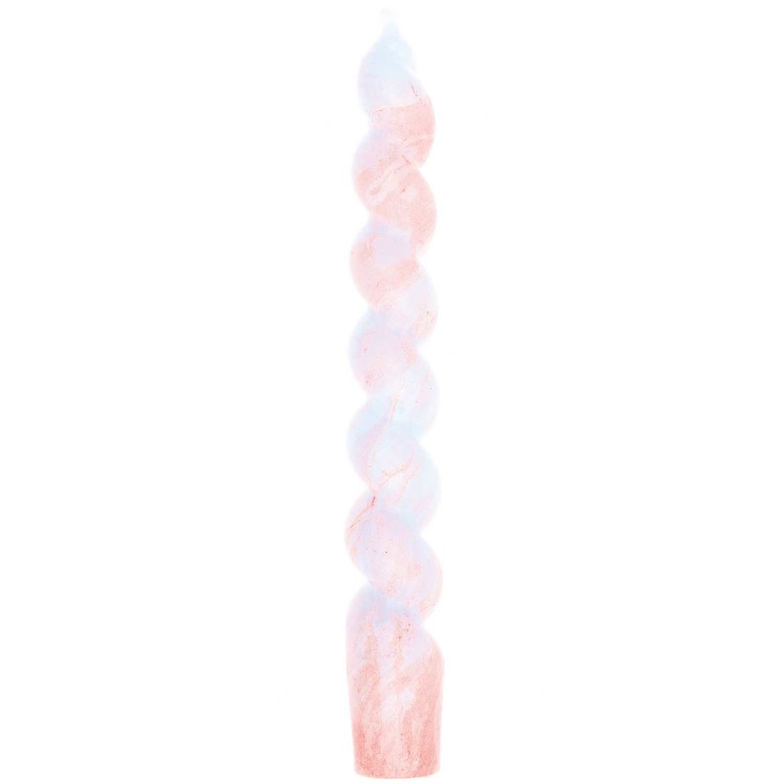 Spiraal kaars 18,5 x 2,1 cm gemarmerd rood/blauw