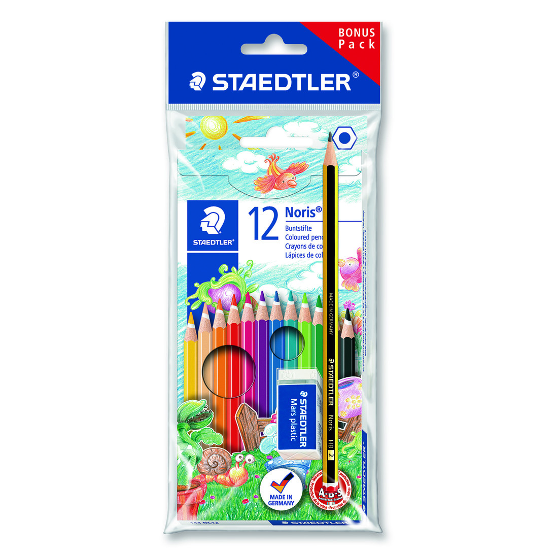 Staedtler Noris ABS setje 12 kleurpotloden 1 potlood 1 gom