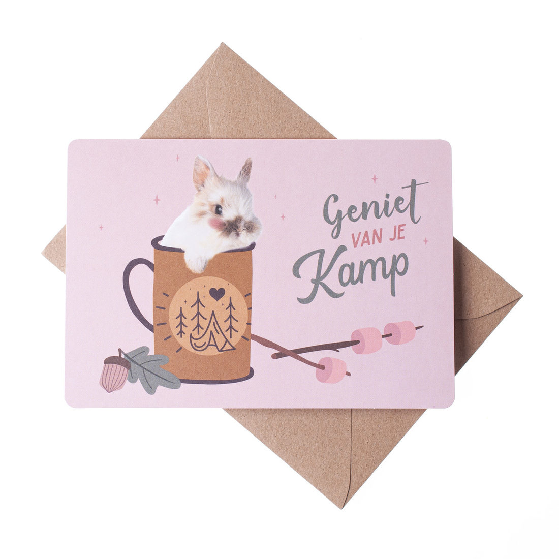 Wenskaart - Geniet van je kamp - Konijn