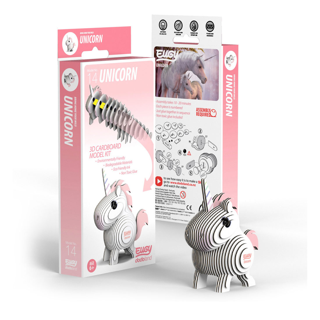 Eugy 3D karton fantasie - eenhoorn roze