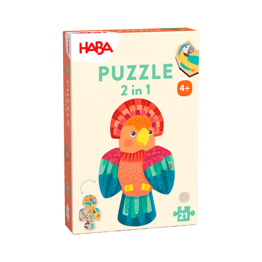 Houten puzzel 2-in-1 Papegaai 4+