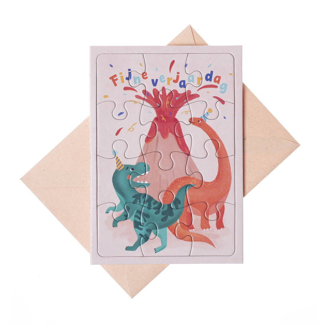 Wenskaart - puzzel Dinosaurus