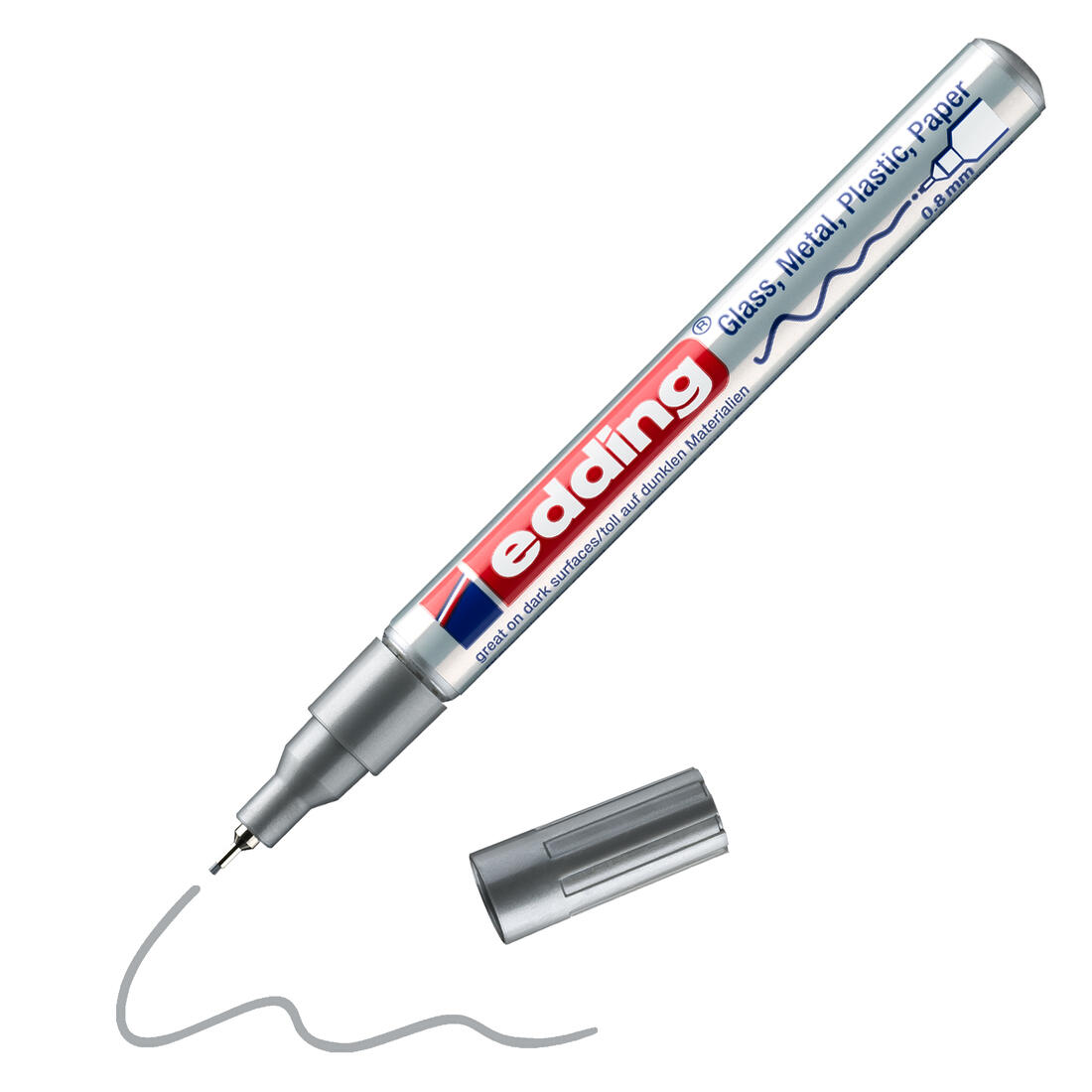 Edding Marker fijne punt 0,8 mm zilver Edding Marker fijne punt 0,8 mm zilver