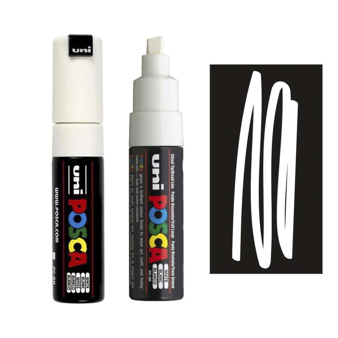 POSCA acrylmarker beitelpunt PC-8K 8 mm Wit