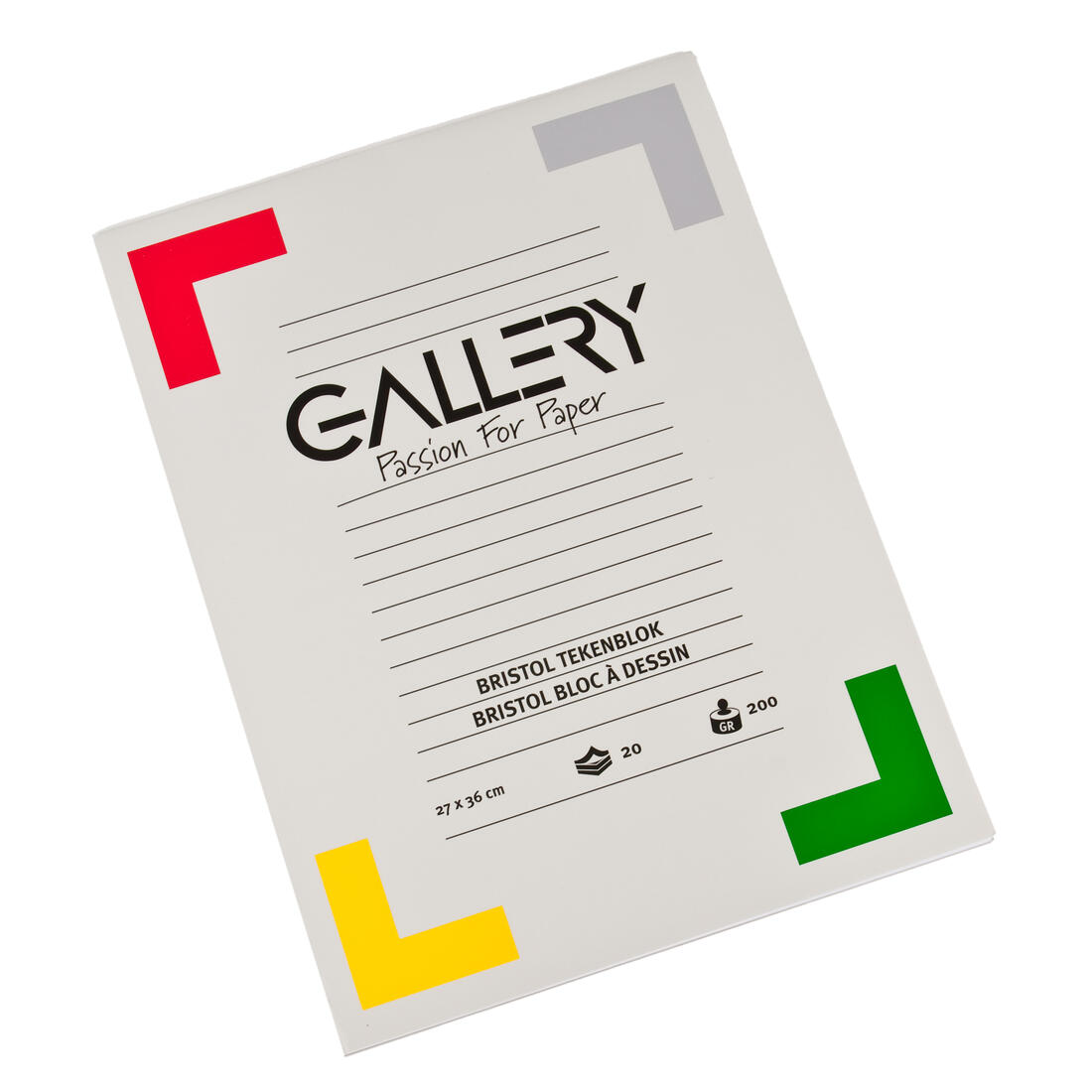 Gallery tekenblok 27 x 36 cm Bristol glad 200 g 20 vel. Gallery tekenblok 27 x 36 cm Bristol glad 200 g 20 vel.