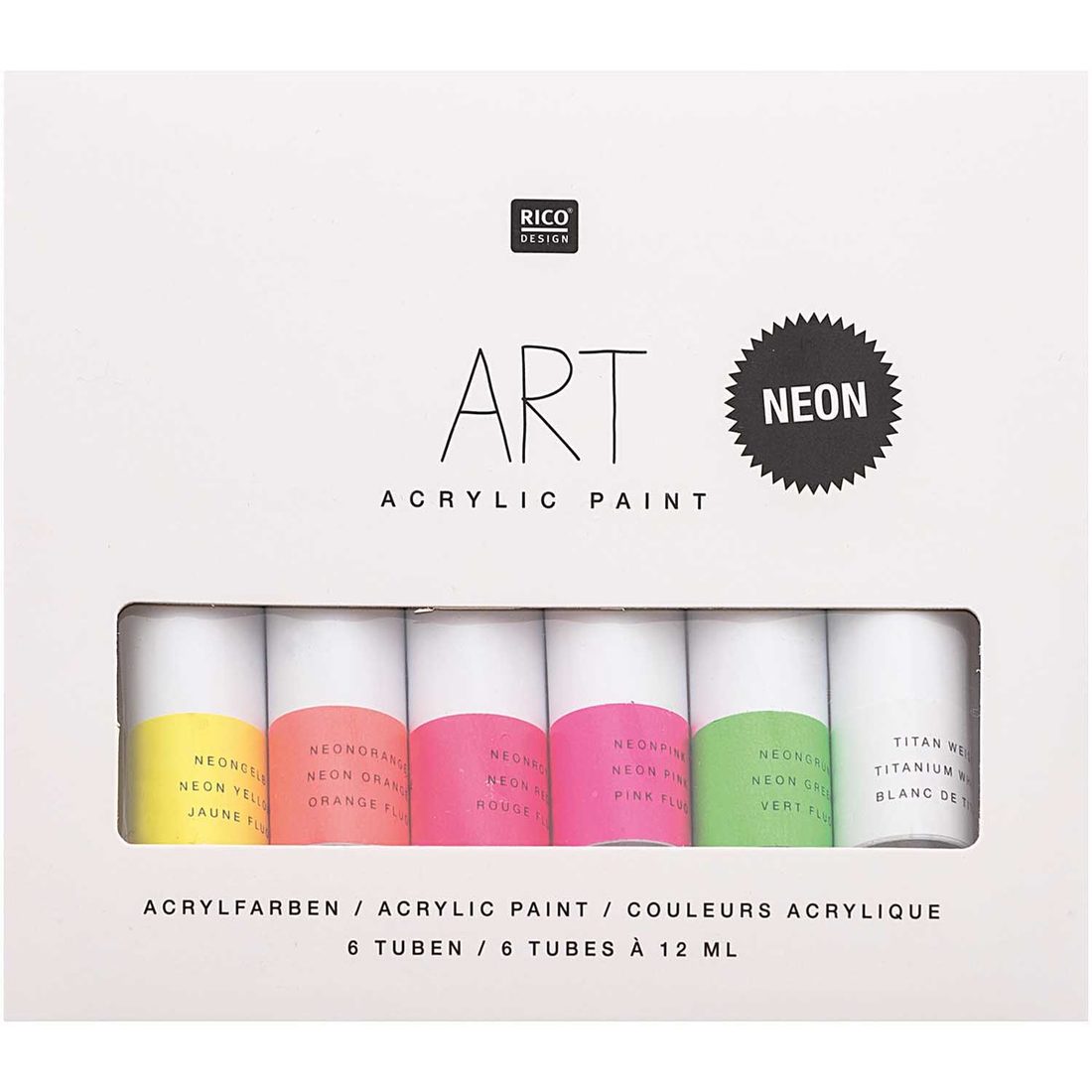 Acrylverf 12 ml 6 stuks neon