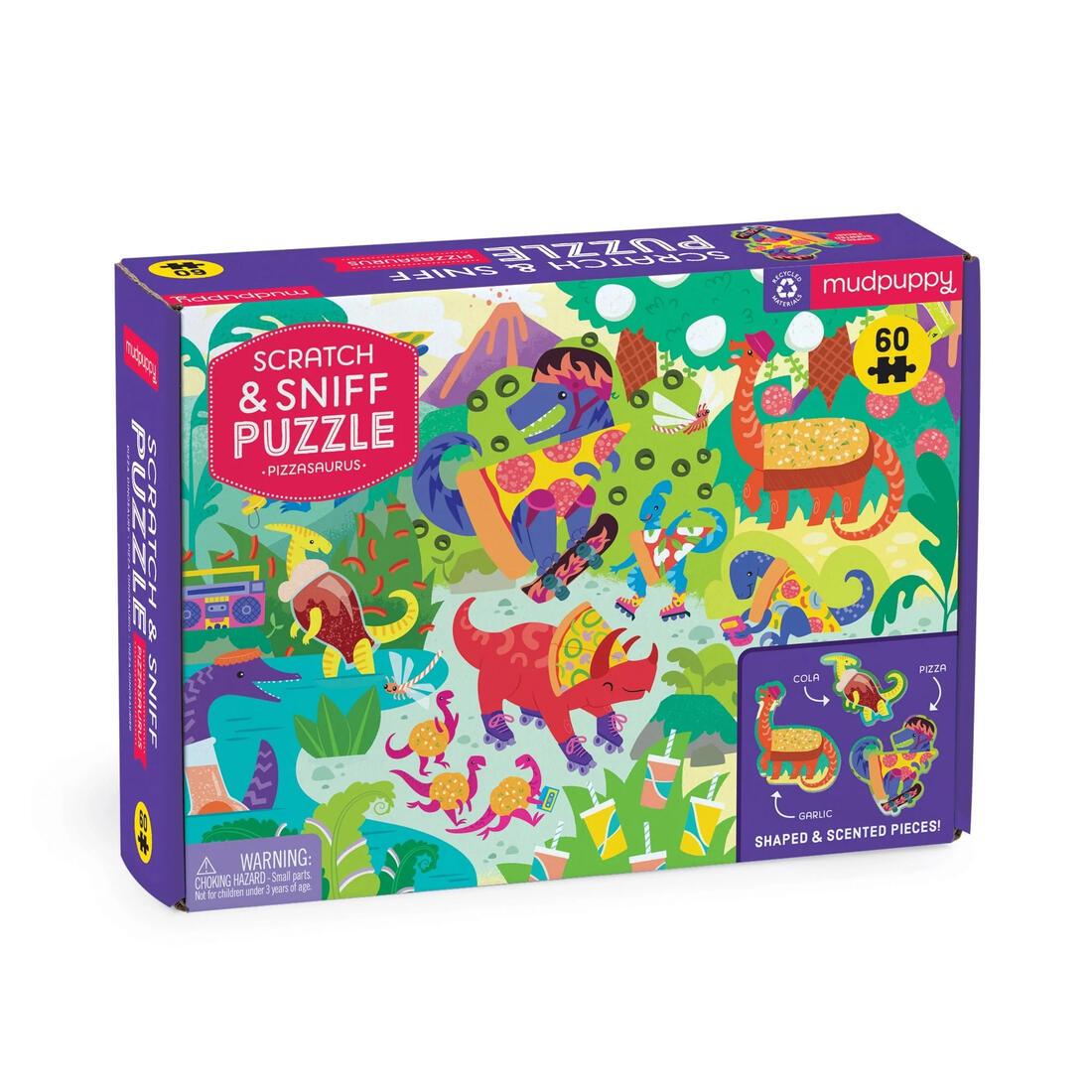 Puzzel scratch & sniff Pizzasaurus 60 stuks 3+