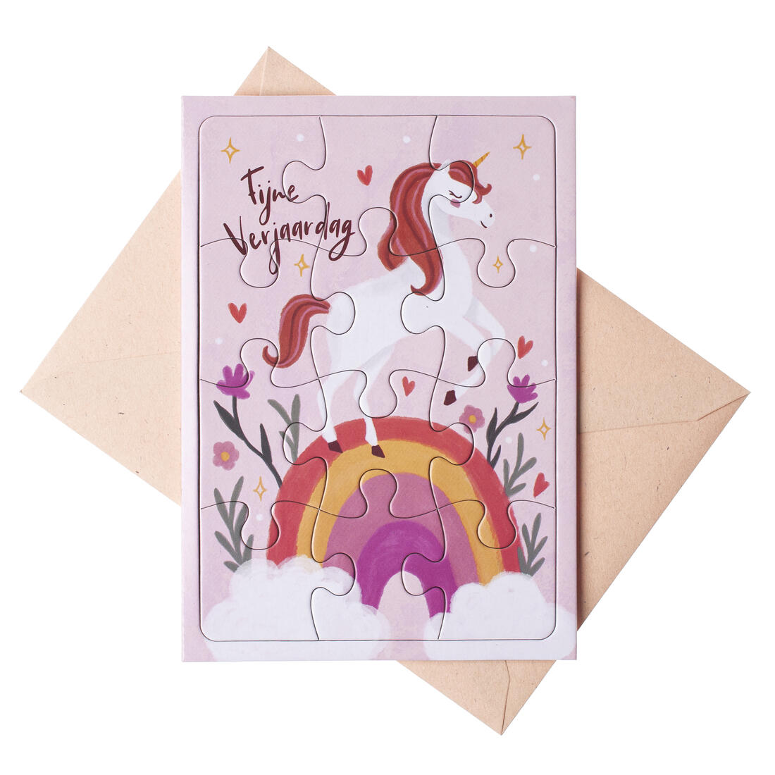 Wenskaart - puzzel Eenhoorn fijne verjaardag