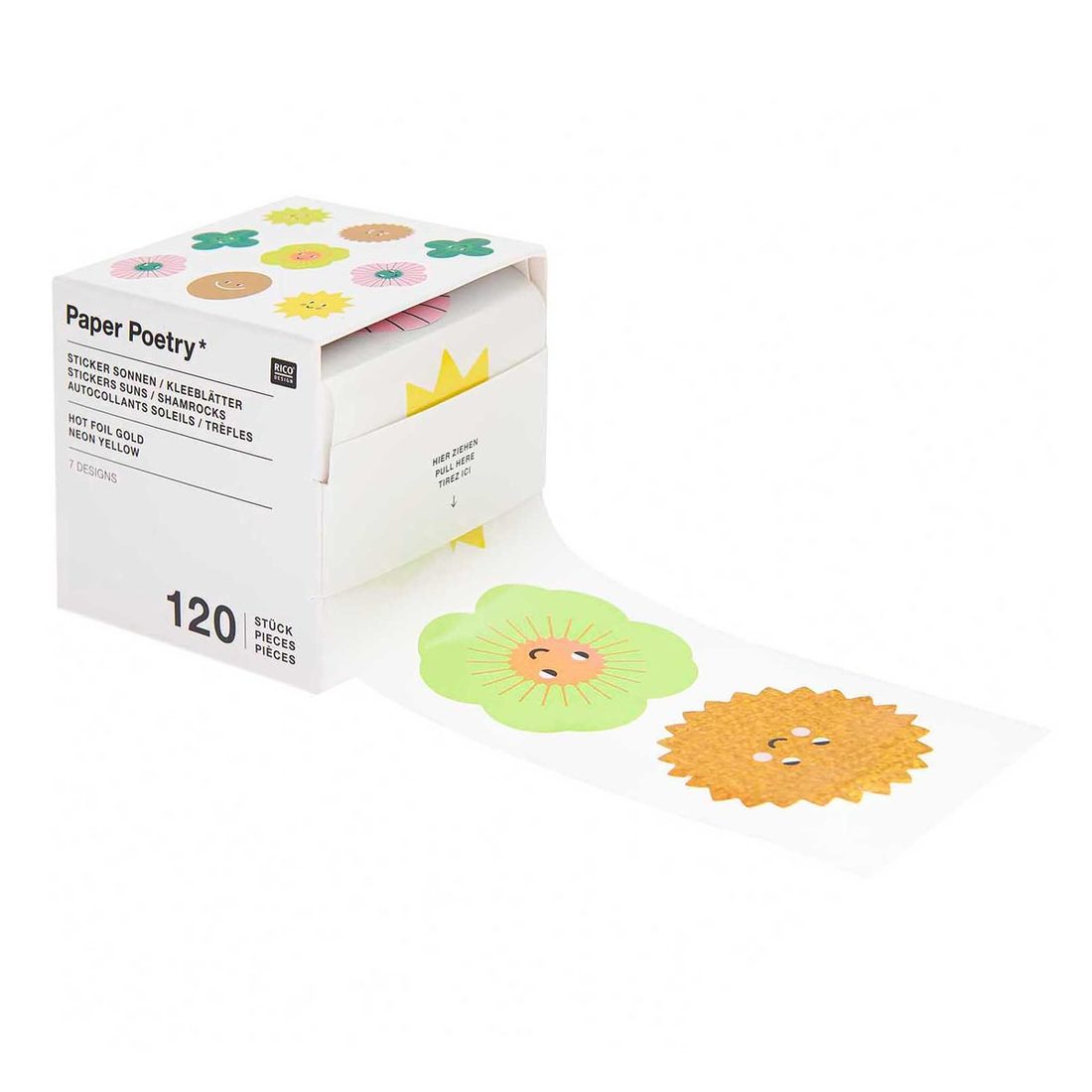 Stickers op rol 55 mm 120 stuks vrolijke mix