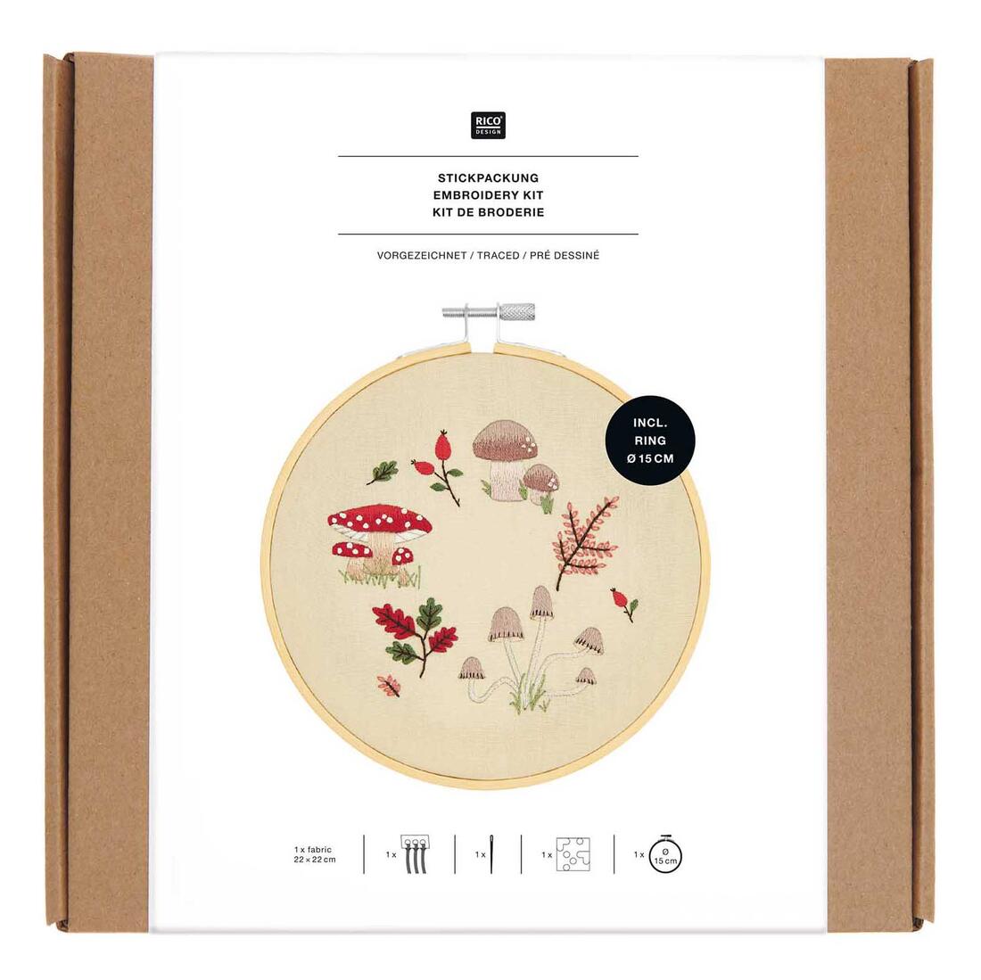 Borduurset 15 cm paddenstoelen Borduurset 15 cm paddenstoelen