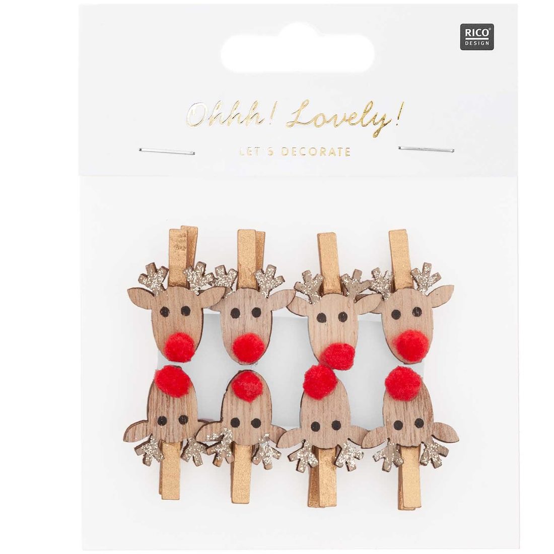 Rendier op wasspeld 3 cm 8 stuks Rendier op wasspeld 3 cm 8 stuks