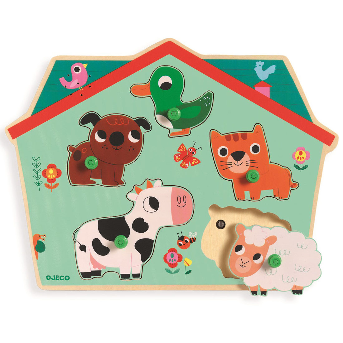Djeco inlegpuzzel met geluid boerderijdieren 1+