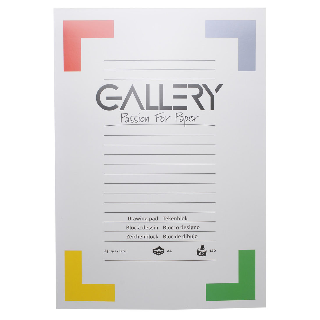Gallery tekenblok A3 29,7 x 42 cm 120 g 24 vellen wit Gallery tekenblok A3 29,7 x 42 cm 120 g 24 vellen wit