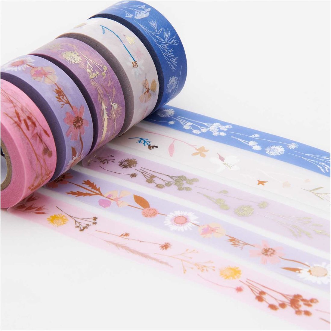 Washi tape set 1,5 cm x 10 m 5 stuks bloemen Washi tape set 1,5 cm x 10 m 5 stuks bloemen