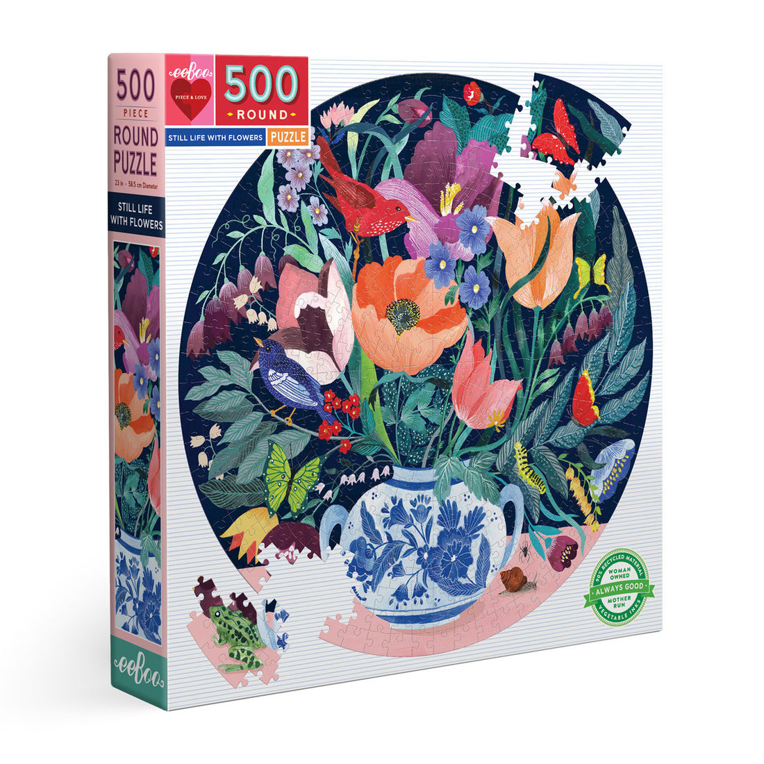 eeBoo Still Life with Flowers ronde puzzel 500 stukjes