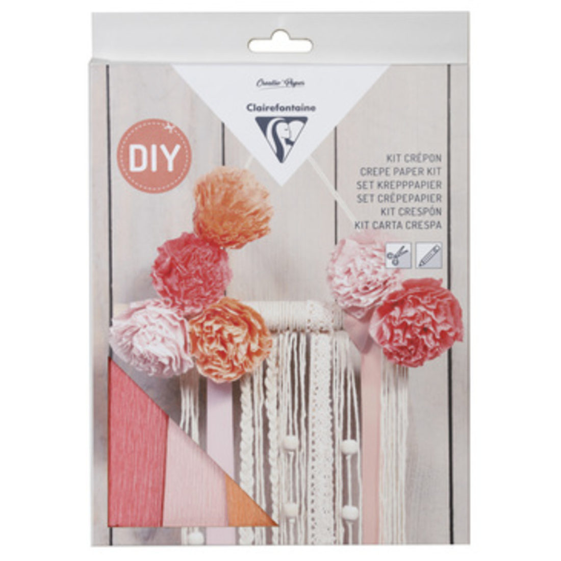 Set papieren bloemen macramé hanger