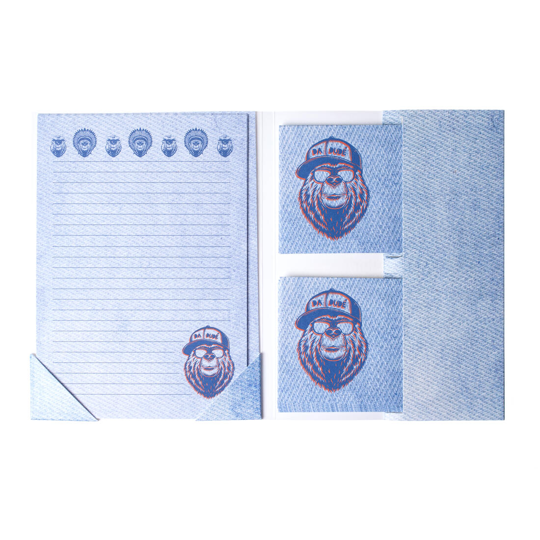 Briefpapier 15 stuks + enveloppen 10 stuks Da Dude Jeans Briefpapier 15 stuks + enveloppen 10 stuks Da Dude Jeans