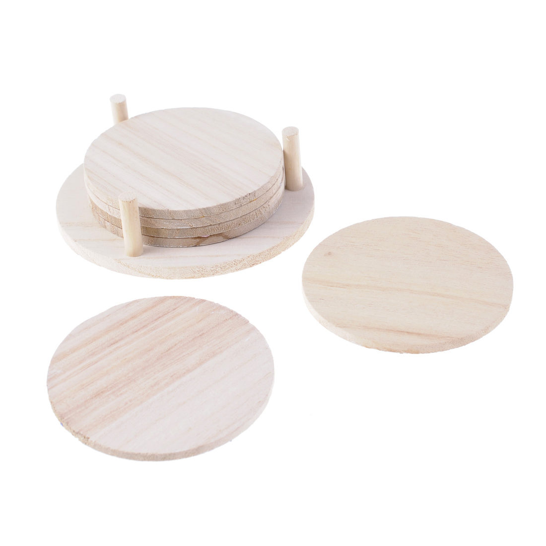 Houten onderzetters rond 9,5 cm 6 stuks