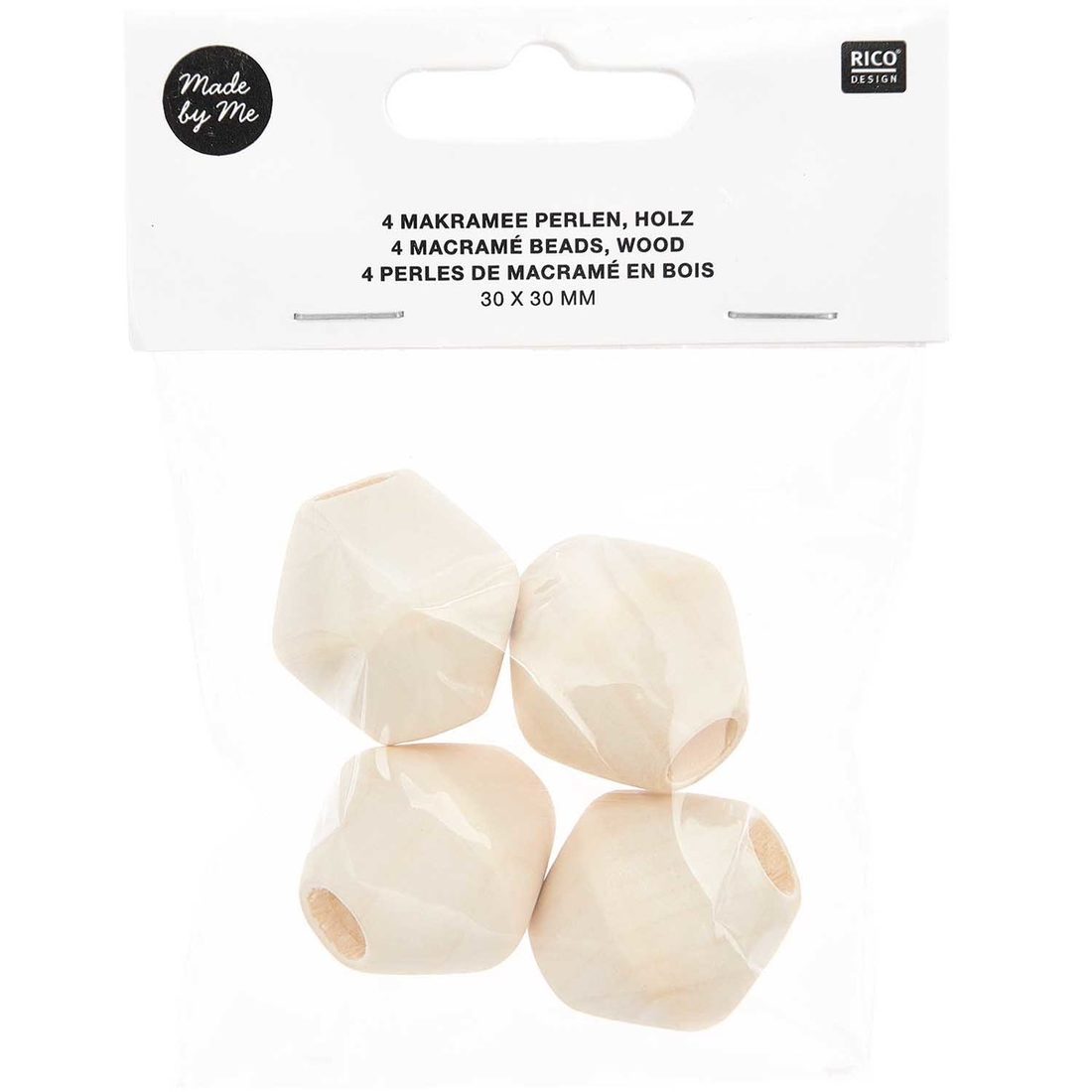 Macramé kralen hout diamant 30 mm 4 stuks natuur Macramé kralen hout diamant 30 mm 4 stuks natuur