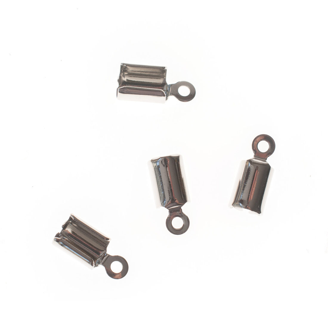 Lederklem 4 mm 4 stuks zilver Lederklem 4 mm 4 stuks zilver