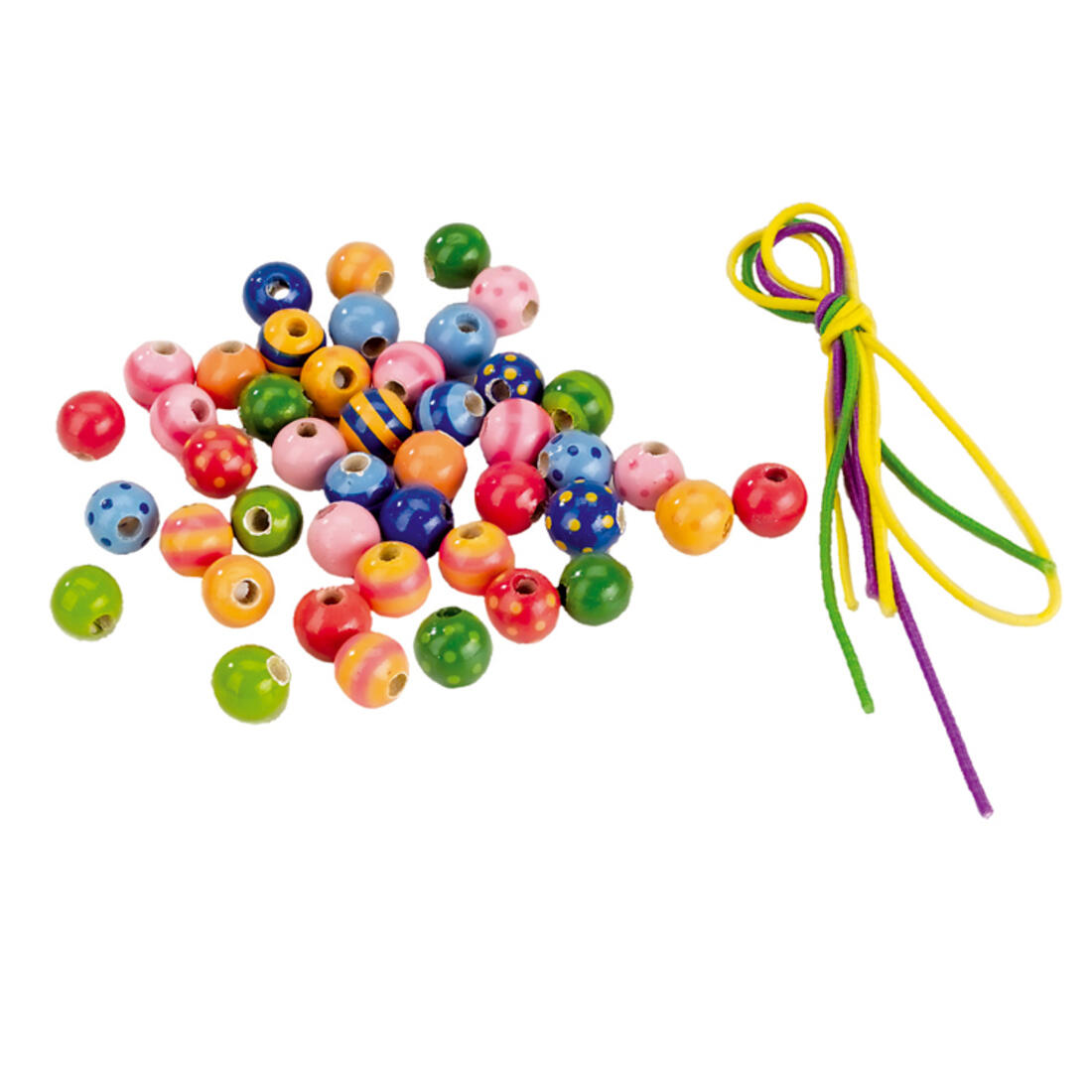 Houten kralenset 44 gekleurde parels en 3 strengen