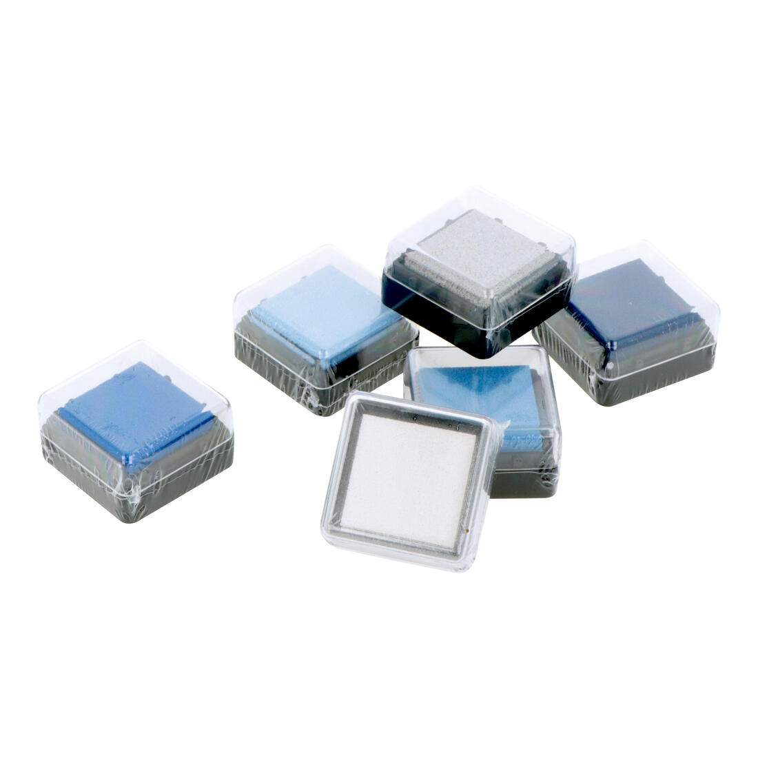 Stempelkussen set 6 kleuren blauwtinten