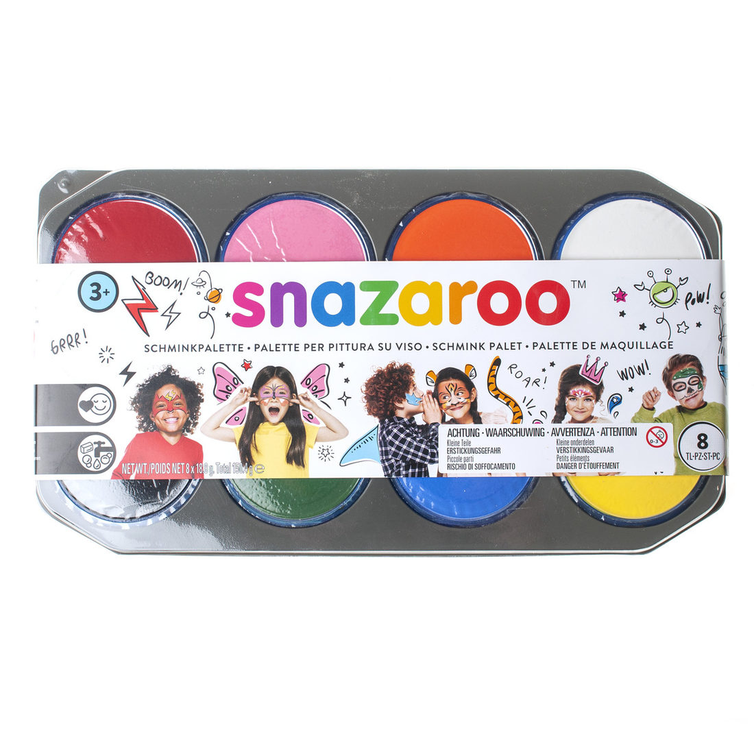 Schminkset jumbo 8 x 18 ml, 8 basiskleuren Schminkset jumbo 8 x 18 ml, 8 basiskleuren