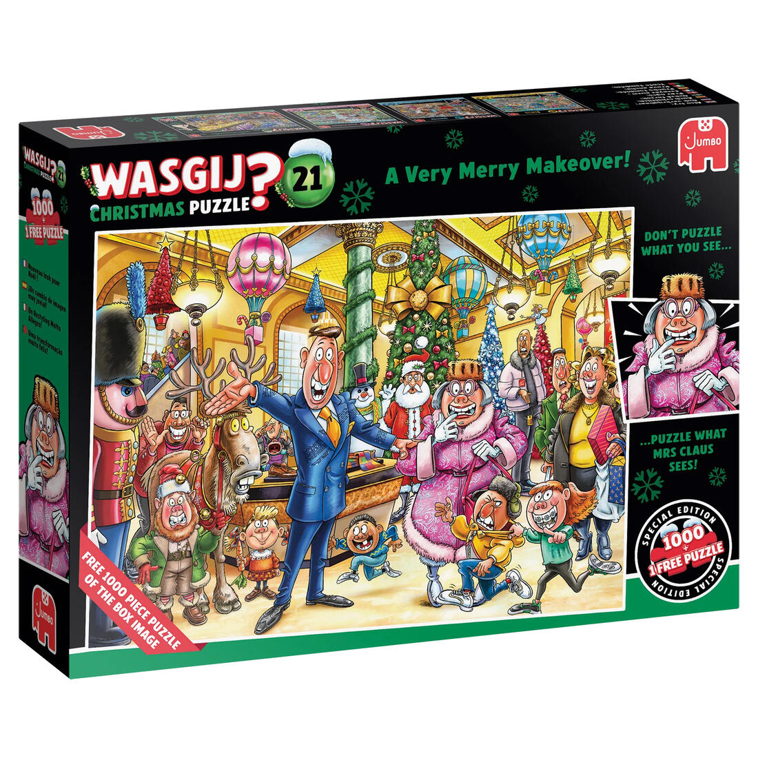 Puzzel Wasgij - Christmas, feest make-over 2 x 1000 stuks