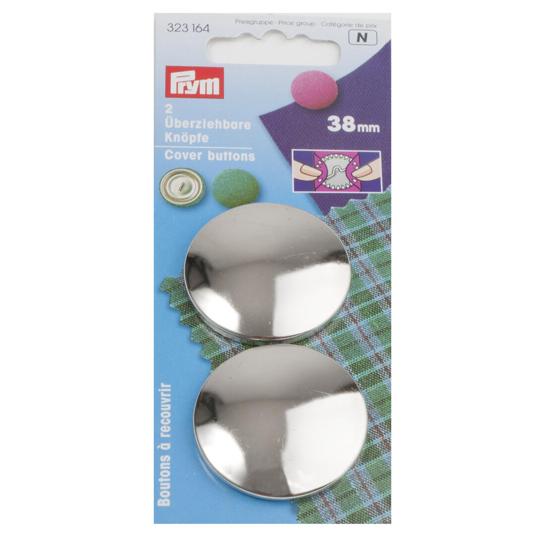 Stofknopen metaal 38 mm 2 stuks