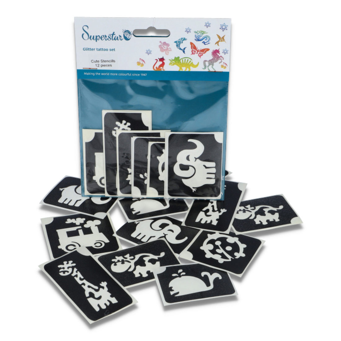 Sjablonen voor glittertattoos 12 stuks cute